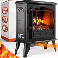 Deuba – Cheminée électrique 2000W avec chauffage LED – 2 niveaux de chauffe – Effet feu de cheminée réaliste – Design vintage noir