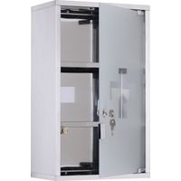 Armoire à pharmacie 50 x 30 x 18 cm, trousse de premiers secours mobile pour salle de bain en acier inoxydable avec serrure