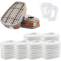 6001 3m Filtre pour Respiratoire avec Charbon, Filtre pour Peinture, Kit D'Accessoires Filtrant avec 60 Pièces Coton Filtrant, pour Filtration Purifier, Face Protection, Compatible 6200/6800/7502