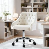 FIXIMASTER Chaise de bureau ergonomique blanche, réglable en hauteur, pivotante 360°, pieds métal avec roulettes