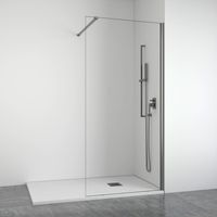 BELLOBATH - Mampara de ducha frontal panel fijo - Transparente - PerfilerÃa Gunmetal - Ancho adaptable 118-120 cm - Alto 195 cm