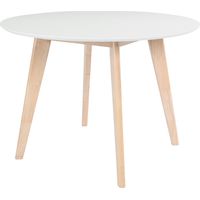 Miliboo – Table ronde scandinave en bois d'hévéa et panneaux de fibres blanches – Diamètre 100 cm – Pour salle à manger moderne