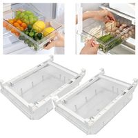 x Fridge Drawer Fridge Storage Box, 30.5 x 20 x 9.5 cm, Expandable Transparent Fridge Storage Box for Fridge Drawer
