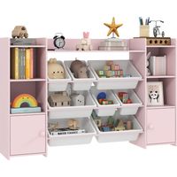 Kinder-Aufbewahrungsregal, Regal für Spielzeug und Bücher, zum übersichtlichen Aufräumen, 8 herausnehmbare Boxen, Rosa