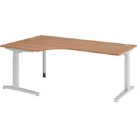 bümö Schreibtisch Serie-XB Eckform: 200 x 120 cm Nussbaum Silber