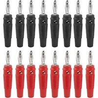 16 Pièces Fiches Bananes, 4mm Fiche Enceinte Audio, fiche Enceinte Audio Haut Parleur Connecteur pour Raccorder Les Enceintes HiFi, Amplis, ampli-Tuners et Chaînes Stéréo, Noir Rouge