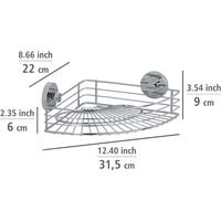 Étagère d’angle de douche murale – Fixation Vacuum‑Loc sans perçage – Acier inox, charge 33 kg – Chromé 35 cm