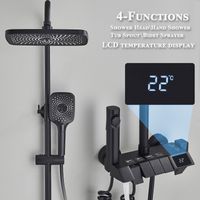 Zamery – Colonne de douche thermostatique avec affichage LCD – 4 fonctions – Douche de pluie et douchette à main 3 modes – Tuyau flexible 59 pouces