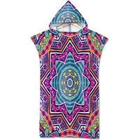 Poncho bohème 1 pièce, serviette de plage, peignoir de bain imprimé à capuche, style surf et sport