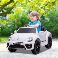 Voiture électrique pour enfants, VW Coccinelle, 3-5 km/h, avec télécommande et musique, blanche