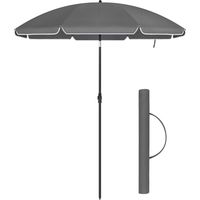 ACAZA Parasol à manche - Parasol de plage - diamètre 180 cm - rond / octogonal Parasol de jardin - articulé - inclinable - avec sac de transport - Gris