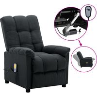 Vidaxl – Fauteuil relax électrique de massage – Inclinaison électrique 3 positions – 6 points de massage – Tissu gris foncé respirant