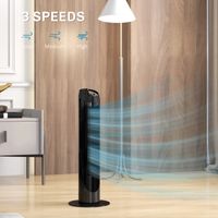 Ventilateur tour avec télécommande : 45W, oscillation 70°, minuterie 12h, 4 modes, 3 niveaux de vitesse silencieux, noir (Ø31,5 x H117 cm)
