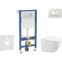 Bâti-support WC Geberit Duofix avec réservoir Delta 12 cm – Cuvette compacte Gaia Rimless – Abattant SoftClose – SANI11CA3150B