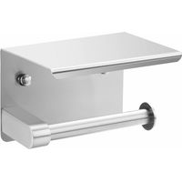 Porte Papier Toilette, Support Papier Toilette sans Percage, Porte Rouleau Papier Toilette Auto-adhésif avec Tablette pour Salle de Bain et Cuisine, Acier INOX SUS 304, Argent