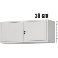 Aktenschrankaufsatz C01L Aufsatz für Aktenschrank Büroschrank Metall Pulverbeschichtung Flügeltüren 38 x 90 x 40 cm Grau