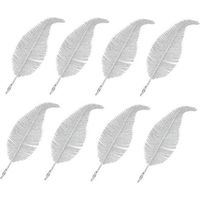 8pcs Christmas Tree Topper Feather Clips, Christmas Glitter Feathers, Christmas Home Decoration (Silver)