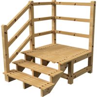 MILANO - Escalier en bois 3 marches H54 cm - sans contre-marche - Palier L120 x P116 cm - Rambarde escalier gauche, palier gauche et en face