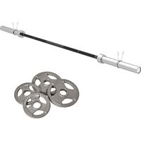 Barre d'haltères avec disques de poids - SPORTNOW - total 30 kg pour musculation fitness haltérophilie - acier - Փ5x180cm - noir