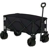 Carro de Playa Plegable con Ruedas Delanteras Giratorias 360° y Asa Telescópica 108x55x55 cm Negro