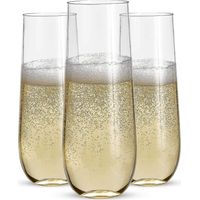 24 verres à champagne sans pied en plastique - 9 verres à champagne transparents incassables