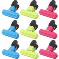 9Pcs Food Clips for Bag Sealing, Reusable Kitchen Food Clips for Bags, Freezer Bag Clips, Airtight Storage, 3 Colours