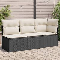 vidaXL Canapé de jardin avec coussins 3 places noir résine tressée