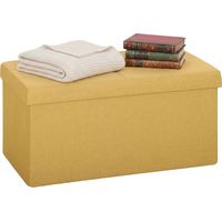Puff Almacenaje, Banco Almacenaje Plegable 84 L 76x38x38 cm Tapizado en Lino Sintético Amarillo