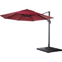 Gastronomie-Ampelschirm HHG-547, Sonnenschirm, rund Ø 3,5m Polyester Alu/Stahl 26kg bordeaux mit Ständer