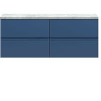 Mavesyn Contemporary 4 Drawer Wall Hung Vanity Unit with Laminate Worktop, Dark Blue, 1200mm