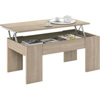 Mesa de centro elevable Low Cost Roble Canadian 100cm (ancho) x 45–56cm (alto)
