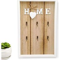 Armoire à clés murale en bois naturel – 6 crochets pour clés – Dimensions 30x20x3cm – Installation facile au mur