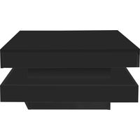 TABLE Rotative LED Design Particle Board Noir 70x70x36 cm