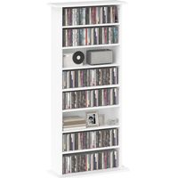 Rangements pour CD et DVD avec 8 compartiments et 6 étagères réglables, capacité max. 360 CD/185 DVD et Blu-ray, blanc-Blanc