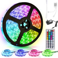 Jiubiaz Cinta LED para interiores de 4 m, guirnalda luminosa autoadhesiva, regulable, 120 LED, cambio de colores, incluye mando a distancia de 44 teclas