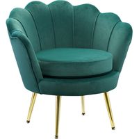 Poltrona Vintage di Design in Velluto Verde Poltroncina da Camera