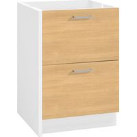 MODERNA Meuble bas ONELIA 60 cm mélaminé 16mm CHÊNE S 2 tiroirs