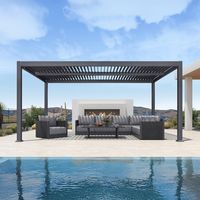 PURPLE LEAF Pergola Bioclimatique en Aluminium 3 x 48 m, Tonnelle de Jardin Exterieur Imperméable avec Lames Orientables, Pergola Jardin Exterieur pour Terrasse, Extérieur et Carport, Gris