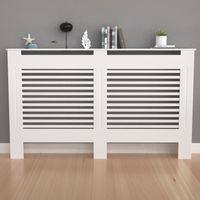 Unho – Cache radiateur moderne blanc – Dimensions L 152 x l 19 x h 101 cm – Construction MDF robuste – Grilles respirantes pour chauffage performant
