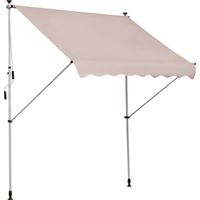 Outsunny Store banne manuel rétractable 2L x 1,5l x 1,7-2,8H m inclinaison réglable installation rapide store banne sans perçage pour balcon métal aluminium polyester beige
