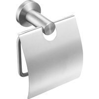 Porta carta igienica con coperchio, in filo di acciaio inox spazzolato, montaggio a parete