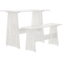 Mesa de comedor con banco REINE madera maciza de pino blanco vidaXL
