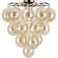 Visconte Maiori Ceiling Light Large Flush with Champagne Tint Shades - Nickel