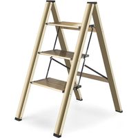 Escabeau à 3 marches, tabouret escabeau pliable, marches antidérapantes élargies améliorées, escabeau portable léger pour la maison et la cuisine, supporte jusqu’à 330 Lbs.