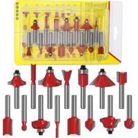 SHINING HOUSE 15-teiliges Fräser-Set mit 6,35 mm Schaft, Box-Set, Fräser, Hartmetall-Profil, Hartmetall-Holzbearbeitungswerkzeug