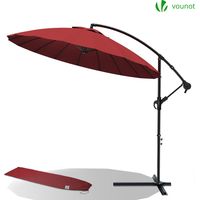 VOUNOT 3m Cantilever Shanghai Parasol, Banana Garden Patio Umbrella with Crank Handle for Outdoor Sun Shade, Red