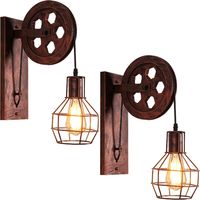Stoex – Applique murale industrielle vintage à poulie – Lampe de mur en métal rouillé – Dimensions 30,5x9,5cm – Pour chambre, salon, restaurant