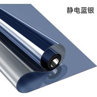 Pellicola per vetri a specchio unidirezionale, Pellicola per vetri anti-peeping, Pellicola per vetri anti-UV Protezione solare Non adesiva Adsorbimento elettrostatico per case e uffici(Blu-Argento, 30