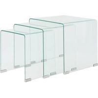 Vidaxl – Ensemble de tables gigognes 3 pièces – Verre trempé incassable – Dimensions : 42x42x41,5 cm, 36x36x38,5 cm, 30x30x36 cm – Transparent