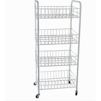 Carrello In Metallo Da Bagno Portaoggetti 4 Ripiani Porta Oggetti Con Ruote 52532